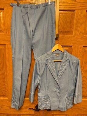 Vintage Principe Embroidered Light Blue Jacket and Pants Set